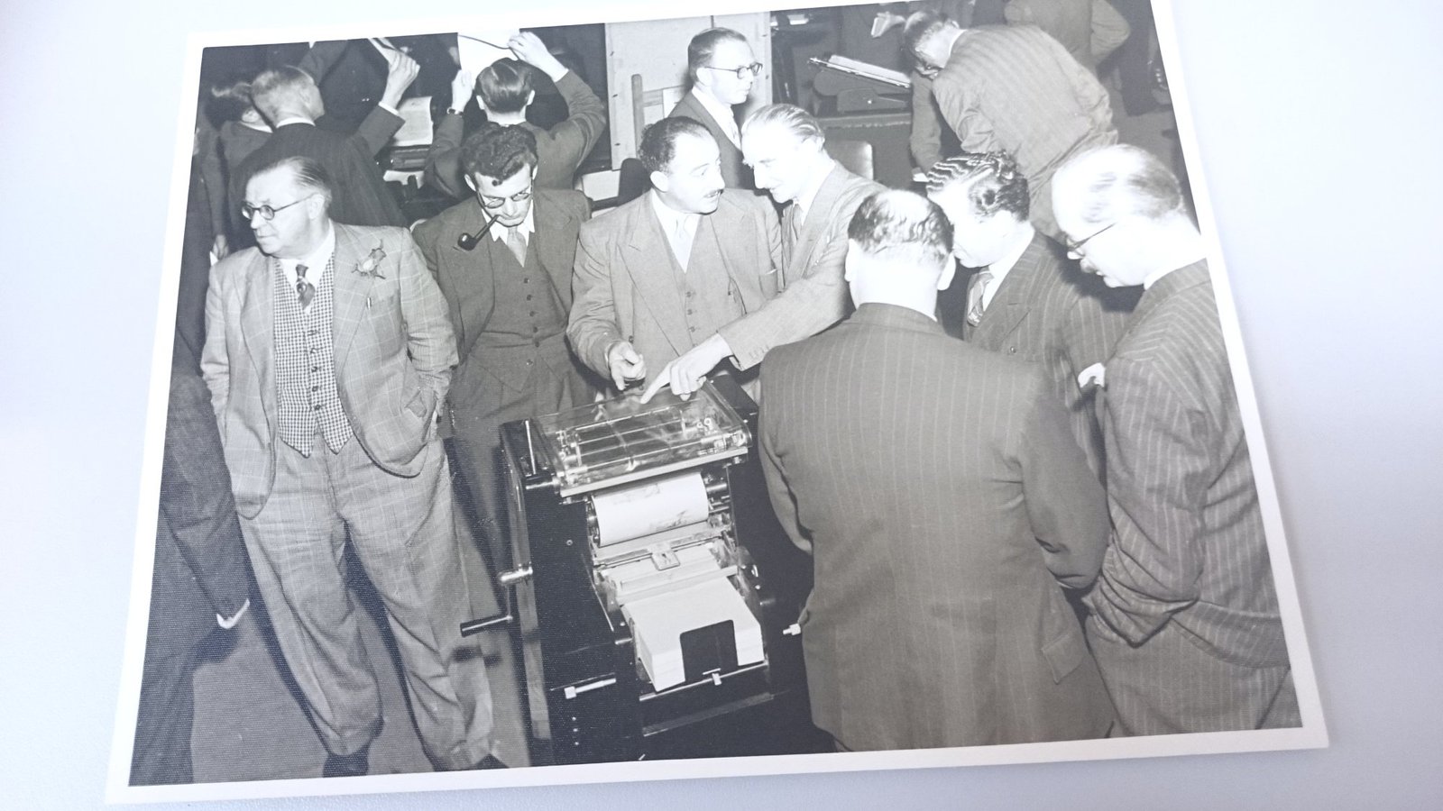 OMUA members examining office machinery
